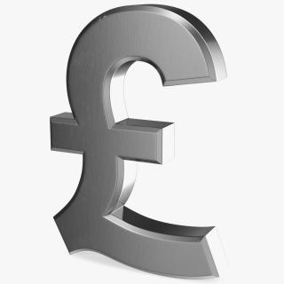 3D UK Pound Currency Symbol Silver