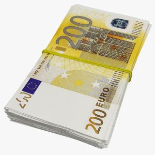 Bundle of 200 Euro Banknotes Bills 3D model