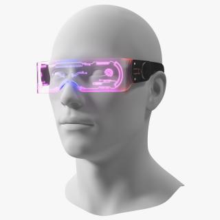 3D LED Cyberpunk Glasses Violet model