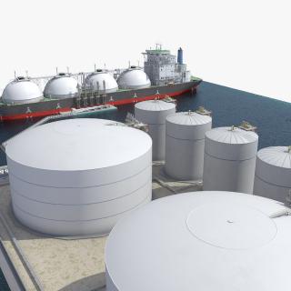 Liquefied Natural Gas Terminal with Gas Carrier Ship 3D