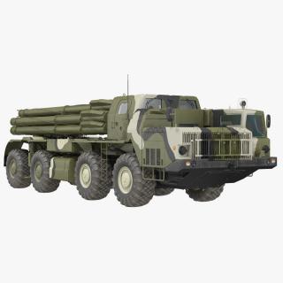 BM-30 Smerch Rocket Launcher Camouflage 3D model