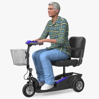 3D Elderly Man on Electric Wheelchair Rigged