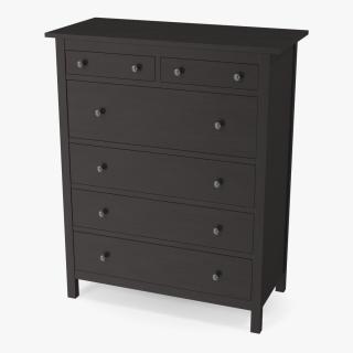 Hemnes 6 Drawer Ikea Chest Black 3D