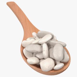 3D Wooden Spoon with White Pea Beans model