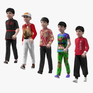 3D Rigged Asian Child Boys Collection 3