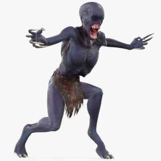 3D Scary Creature Attacking Pose Fur model