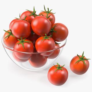 Cherry Tomatoes in Glass Bowl 3D model