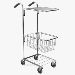 3D Chrome Mini Trolley with Shelf and Basket