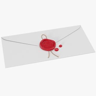 Paper Envelope with Red Wax Seal 3D