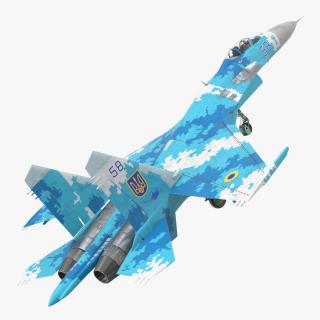 Ukrainian Sukhoi Su-27 Flanker Fighter Aircraft 3D