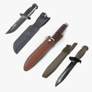 Knives with Sheath Collection 3D model