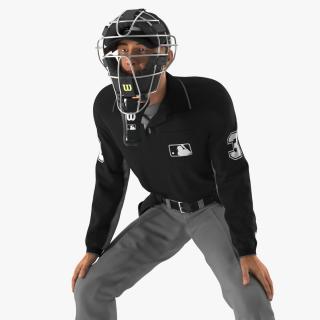 Baseball Umpire with Protective Mask Ready Pose 3D