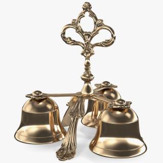 Three Sound Golden Plated Handbell 3D model