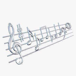 3D Silver Music Stave and Notes model