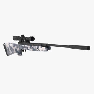 Camouflage Break Barrel Air Rifle with Scope 3D model