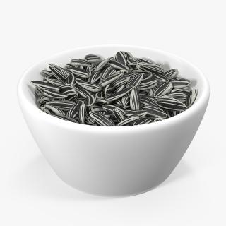 3D Striped Sunflower Seeds in a Bowl model