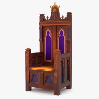 3D Antique Wooden Throne