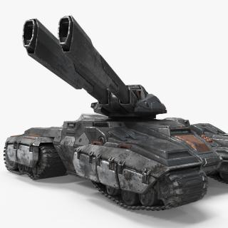 3D Fantastic Combat Tank with Damaged Rigged