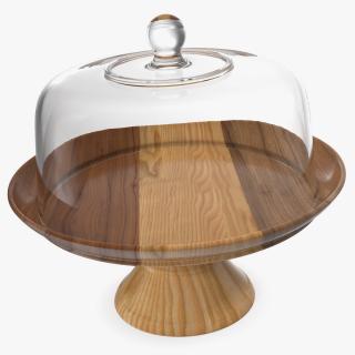 Cake Stand Wooden with Dome 3D