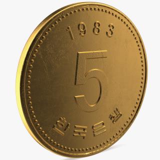 South Korea 5 Won 1983 Coin 3D