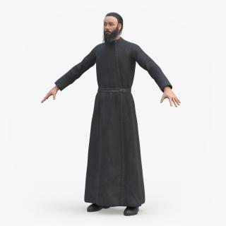 3D model Orthodox Church Monk Wearing Robe A-Pose