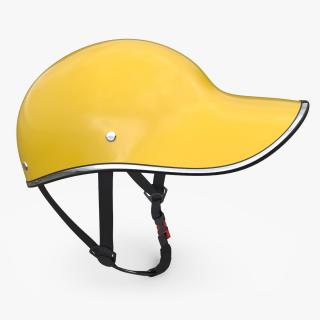 3D Yellow Plastic Protective Moped Helmet model