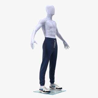 3D Blue Nike Joggers and Sneakers on Mannequin model