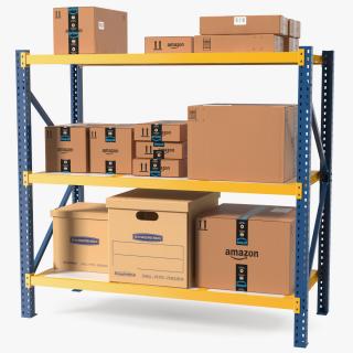 3D model Warehouse Rack with Boxes