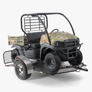 3D model ATV Trailer with Kawasaki Mule