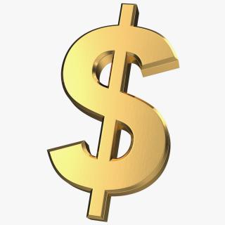 3D model US Dollar Currency Symbol Gold