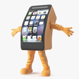 Orange Mobile Phone Mascot Happy Pose 3D