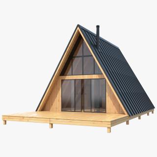 3D A Frame Cabin with Deck model