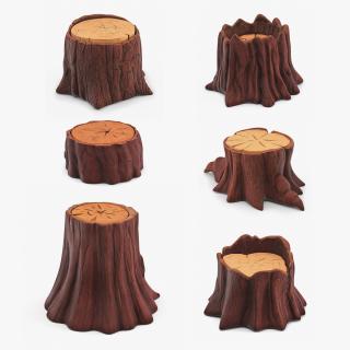 Cartoon Tree Stumps Collection 4 3D