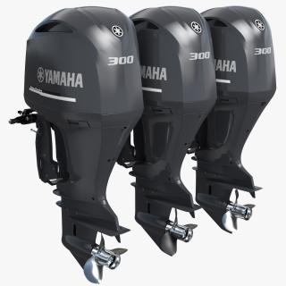 3D Triple Yamaha 350 V8 Outboard Motors