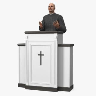 3D model Priest Preaching in the Pulpit