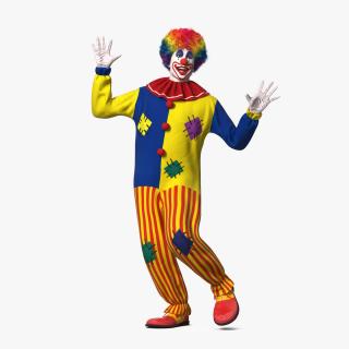 3D Adult Clown Suit Dancing Pose Fur model