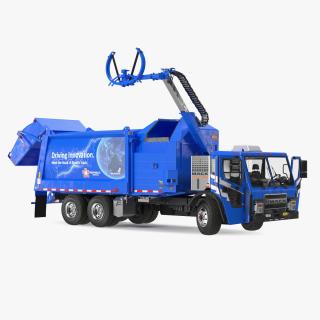 Electric Truck Mack LR Blue Rigged 3D model