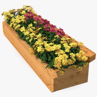 3D model Wooden Flower Planter Box