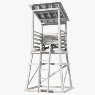 3D model Small Wooden Lifeguard Station White New