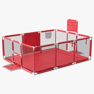 Large Red Baby Playpen 3D