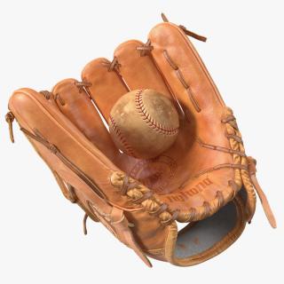 3D Ball with Softball Glove Fur model