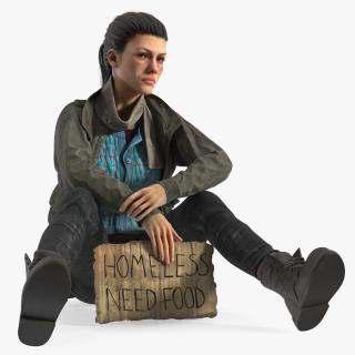 3D Homeless Woman Rigged