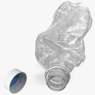 3D Crushed Empty Plastic Bottle White with Cap model