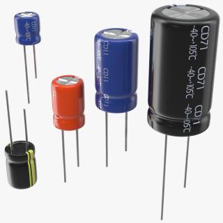 3D model Aluminum Electrolytic Capacitor Set