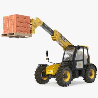 Telescopic Loader With Pallet of Bricks 3D model