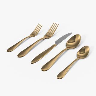 3D Golden Flatware Set 2