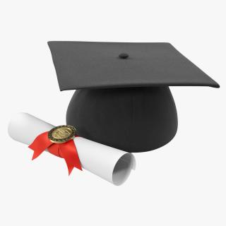 Degree Scroll and Graduation Cap 3D