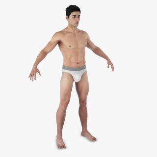 Male Physique Character A-pose Fur 3D model