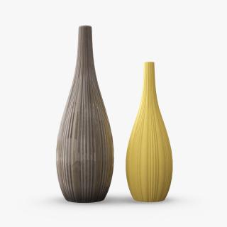 Tall Ceramic Flower Vases Set 3D model