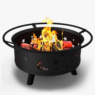 3D model Garden Fire Pit with Fire Open